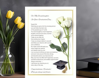 Impression de poème de remise de diplôme petite-fille, message sentimental format A4 (téléchargement numérique)