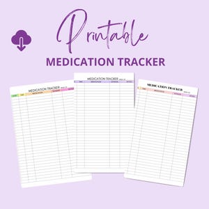 Simple Medication Tracker Log | Printable Daily Medicine Intake Sheet | Medication List PDF | Log Template | Instant Download