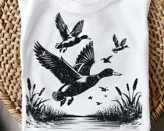 Retro Flying Mallard Duck PNG, Duck Hunting Png Sublimation, Duck Hunter png, Mallard png, Hunting Sublimation, Fall Duck Png, Trendy Png