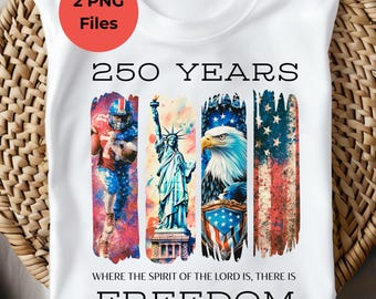 Christian USA 250 Years Shirt PNG, Retro Patriotic Eagle, Liberty Tee Design (Digital download)
