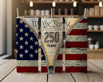 250 America 20 oz Skinny Tumbler Wrap Sublimation Design: American Flag, We The People PNG  (Digital Download)