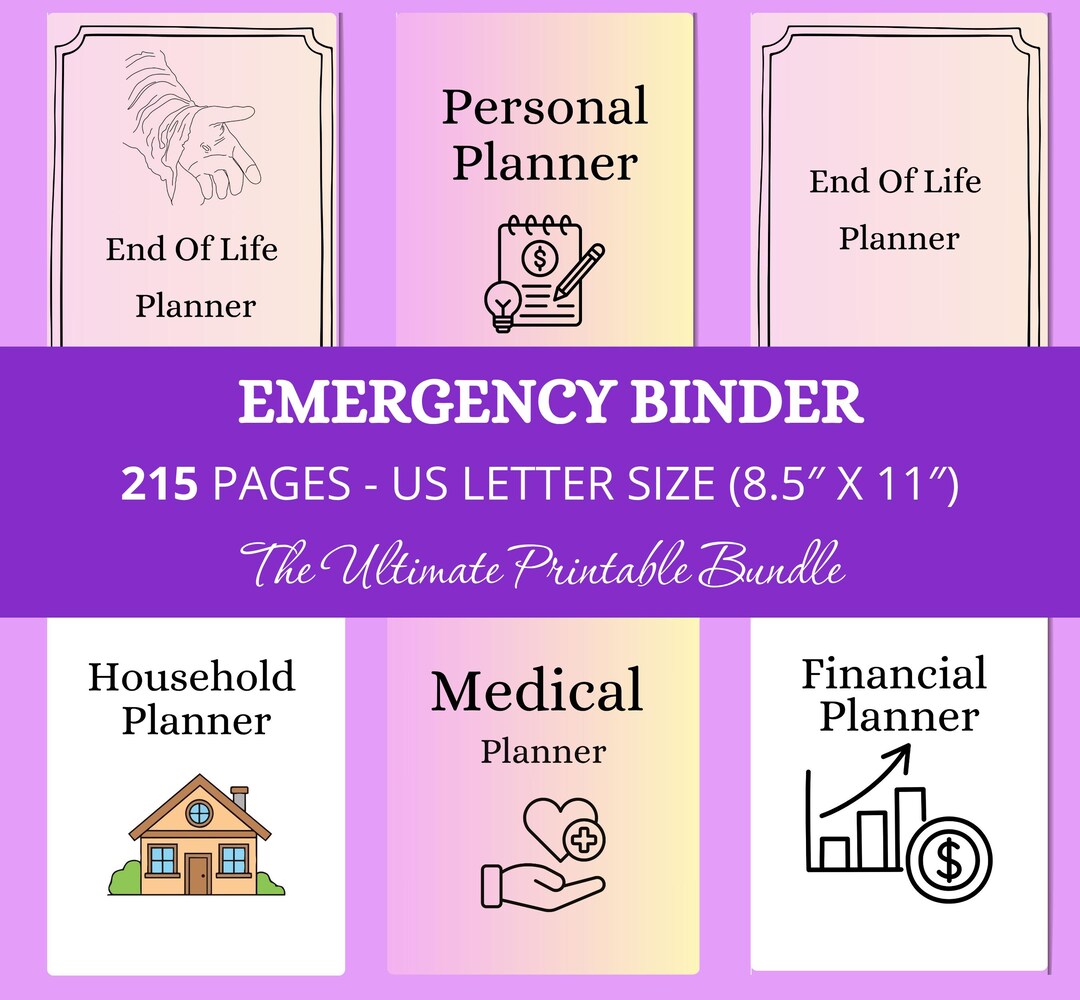 Emergency Binder Printable | End of Life Planner | Household Survival ...