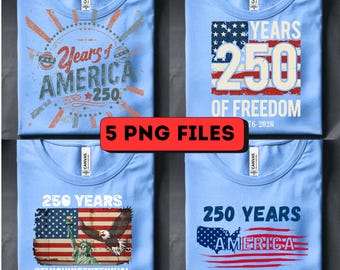USA 250 Years Anniversary PNG Bundle: Retro America Flag 4th July Patriotic Shirt Designs (Digital Download)
