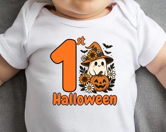 My 1st Halloween Ghost Pumpkin PNG, Baby First Halloween Sublimation Design (Digital Download)