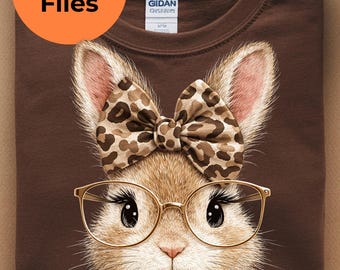 Happy Easter Bunny png, Retro Leopard Bunny png, Coquette Easter Bunny png, Floral Easter png, Trendy Easter Day png, Bow Bunny png, Spring