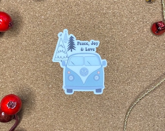 Vw Bus Sticker | Vw Christmas Tree | Matte, Glossy, Holographic | Weatherproof Sticker | Laptop Sticker | Motivational Sticker