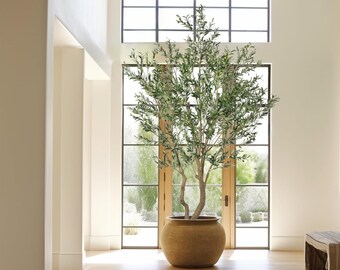 120" 10 FT Extra Large Artificial Olive Tree - Elegant Potted Silk with Lush Leaves & Big Olives, Ideal for Indoor Spaces and Patio Decor.