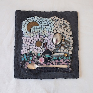 Mixed Media Art, Mosaic Wall Art, Assemblage Art, Boho Wall Decor, Mosaic, Abstract Art, Mixed Media Mosaic, Abstract Landscape