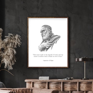 Augustine & Quote, Portrait Sketch, Art, Reformed Theology, Christian Art.