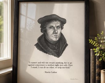 Martin Luther & Zitat, Porträtskizze, Kunst, Reformierte Theologie.