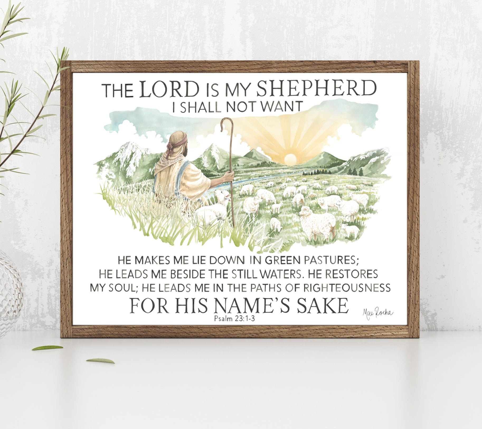 the-lord-is-my-shepherd-art-work-pslam-23-watercolor-etsy