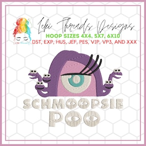 Schmoopsie Poo Monster Cartoon Embroidery Design,  Machine Embroidery file,  Couple Embroidery Design, Monsters 1nc Embroidery Design