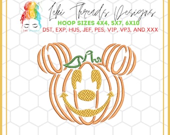 Joli motif de broderie citrouille, fichier de broderie citrouille souris, motif de broderie Halloween, fichier de broderie Machine