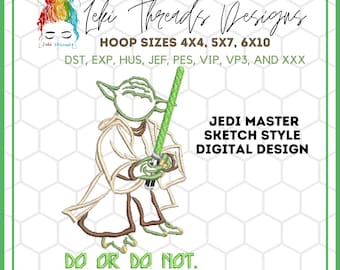 Jedi Meister Stickdatei: Star Wars inspiriert (Digitales Stickmuster)