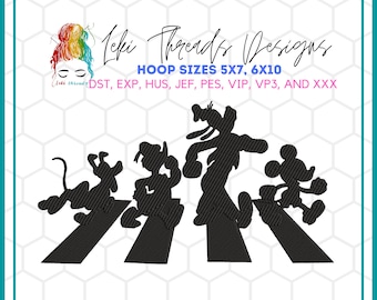 Abbey Rd Mouse and friends Machine Embroidery Design, Digital file for machine embroidery