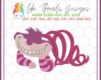 Cheshire Cat-borduurontwerp: geïnspireerd op Alice in Wonderland (digitale download)