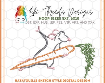 Diseño de bordado de Rata Chef: Archivo de Ratón Cocinero (Descarga digital)