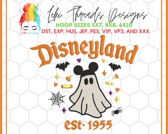 Ghost Mouse Candy Embroidery Design: Halloween Machine Embroidery File (Digital Download)