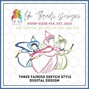 Sleeping Princess Fairies Embroidery Design,  Machine Embroidery, Princess in Pink Dress Embroidery