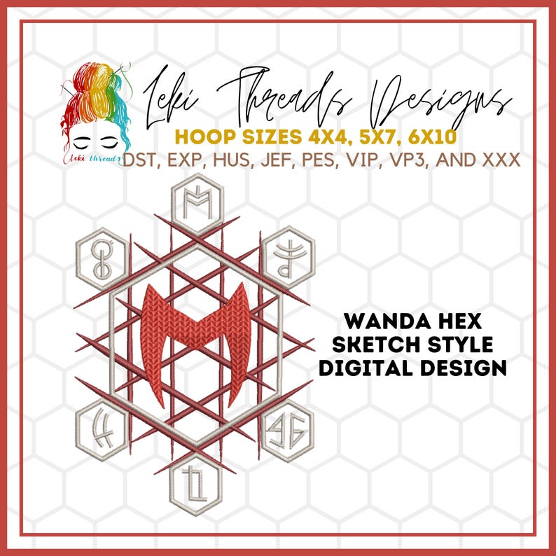 Wanda Hex Inspired Machine Embroidery Design File, Machine Embroidery ...