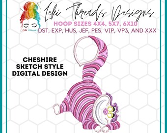 Borduurontwerp Cheshire Cat: Alice in Wonderland (digitaal ontwerp)