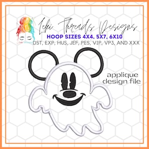 Mouse Ghost Applique Embroidery Design: Halloween Embroidery File (Digital Download)