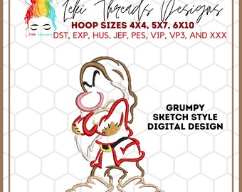 Grumpy Stickdatei: Schneewittchen Inspiriert (Digitales Stickmuster)