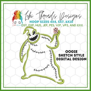 Cartoon 00gie Boogie Man Embroidery Design,  Machine Embroidery file,  Sandy Claws Inspired Embroidery Design