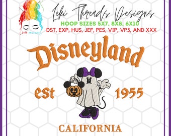 Girl Ghost Embroidery Design: Halloween Mouse Pumpkin (Machine Embroidery File)