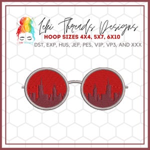 Red Glasses Machine Embroidery Design: Hero Inspired (Digital File)