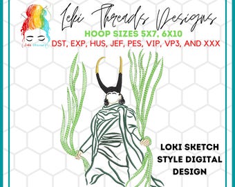 L0KI Inspired Embroidery Design: Super Hero Villain (Digital Design)