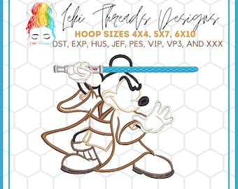 Mickey Jedi Machine Embroidery file, Mouse file for Embroidery machine