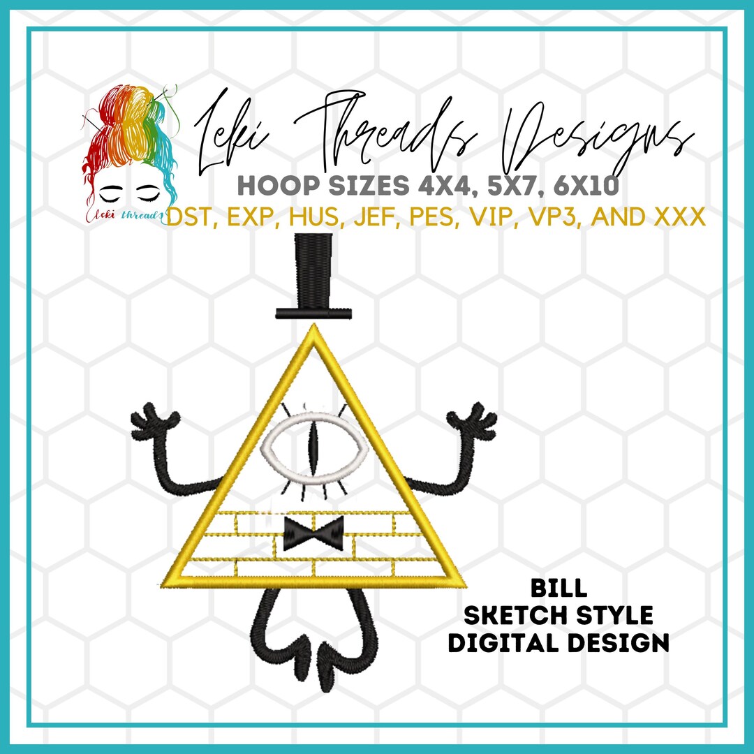 Bill Cipher Embroidery Design Gravity Falls Inspired digital Design bill-cipher-embroidery-design-gravity-falls-inspired-digital-design