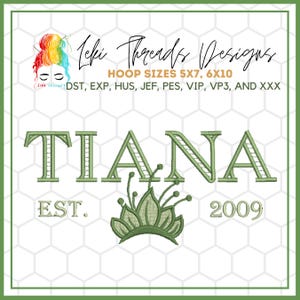 Princess and Frog Embroidery Design, Tiana Inspired Embroidery Design,  Machine Embroidery, Princess Machine Embroidery Design