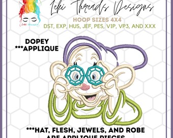 Dopey Zwerg Applikation Stickdesign: Disney Inspiriert