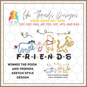 Pooh and Friends Embroidery Design, Hundred Acre W00ds  Embroidery Design, Machine Embroidery Digital File, Woodland Friends Design