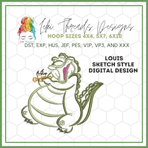 Frog Prince Embroidery Design, Tiana Inspired Embroidery Design,  Crocodile Lou1s Machine Embroidery, Couple Embroidery Design