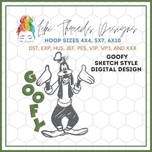 Goofy Dog Embroidery Design: Sketch Style (Digital File)