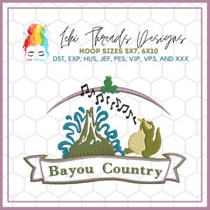 Bayou Country Embroidery Design,  Machine Embroidery file, Castle Embroidery Design, Stitch Embroidery File, Alligator Embroidery