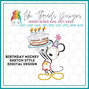 Birthday Mouse Embroidery Design: Cake Theme (Digital Design)