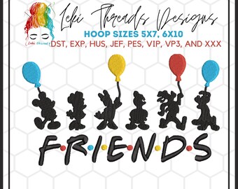 Cartoon Friends Machine Embroidery Design (Digital File)