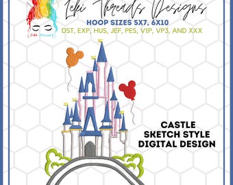 Magical Castle Inspired machine embroidery file, Machine embroidery File,