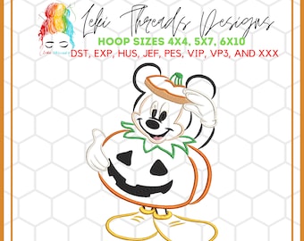Pumpkin Mouse Embroidery Design: Halloween Machine Embroidery File (Digital Download)