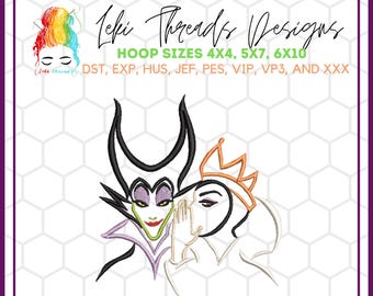 Evil Queen and Mistress of Evil Inspired Embroidery Design, Villain Machine Embroidery file, Snow White Inspired Embroidery Design