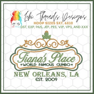 Tiana Place Embroidery Design, Tiana Inspired Embroidery Design,  Machine Embroidery, Princess Machine Embroidery Design
