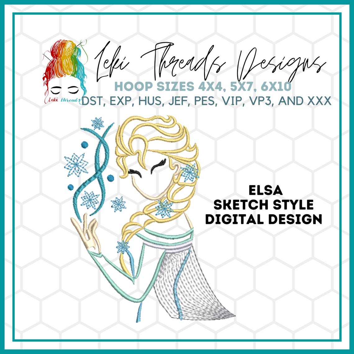 Elsa Sketch Embroidery Design: Frozen Inspired (digital Design) - Etsy