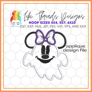 Girl Mouse Ghost Applique Embroidery Design: Halloween Embroidery File (Digital Download)