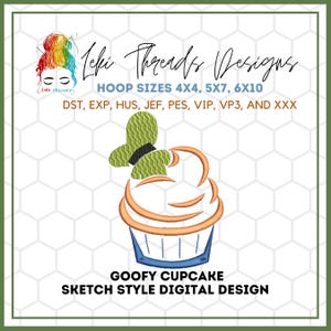 Goofy Cupcake Machine Embroidery Design, Digital file for machine embroidery, Disney inspired Machine Embroidery Design