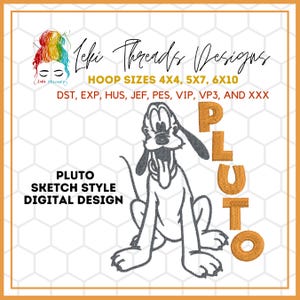 Pluto Inspired Embroidery Design, Disney inspired Embroidery Design, Machine Embroidery design file