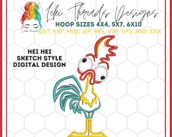 Funny Chicken Embroidery, Moana Inspired Embroidery Design,  Machine Embroidery file